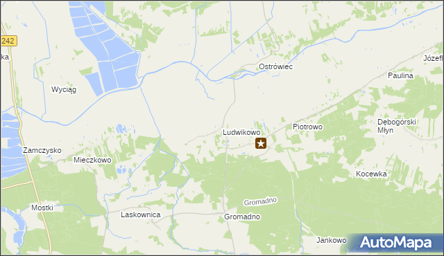 mapa Ludwikowo gmina Kcynia, Ludwikowo gmina Kcynia na mapie Targeo
