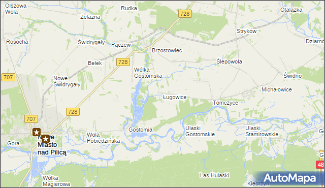 mapa Ługowice, Ługowice na mapie Targeo