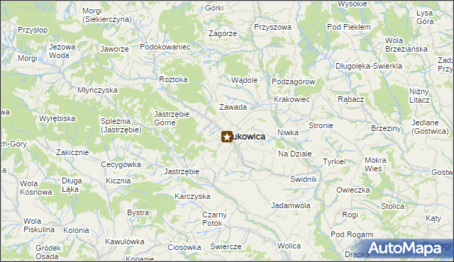 mapa Łukowica, Łukowica na mapie Targeo