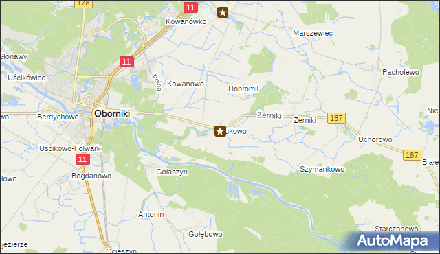 mapa Łukowo gmina Oborniki, Łukowo gmina Oborniki na mapie Targeo