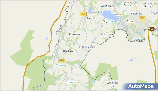 mapa Lutogniewice, Lutogniewice na mapie Targeo