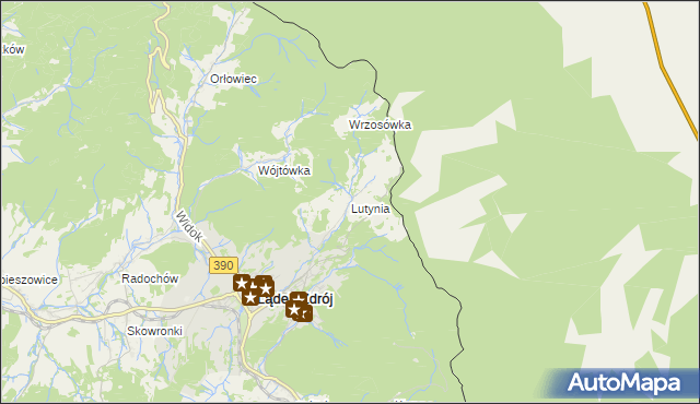 mapa Lutynia gmina Lądek-Zdrój, Lutynia gmina Lądek-Zdrój na mapie Targeo