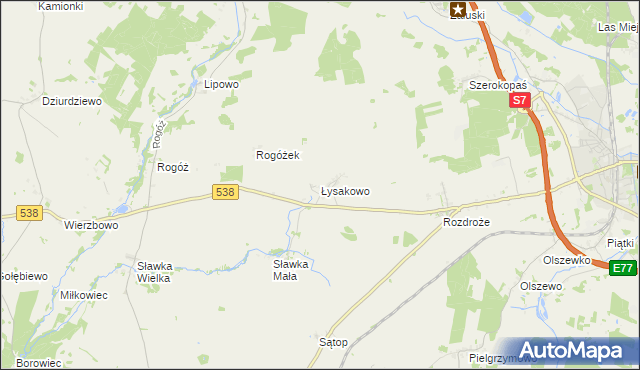 mapa Łysakowo gmina Nidzica, Łysakowo gmina Nidzica na mapie Targeo
