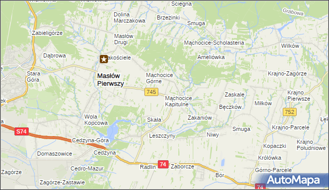 mapa Mąchocice Kapitulne, Mąchocice Kapitulne na mapie Targeo