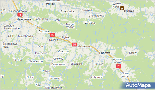 mapa Maciejowa, Maciejowa na mapie Targeo