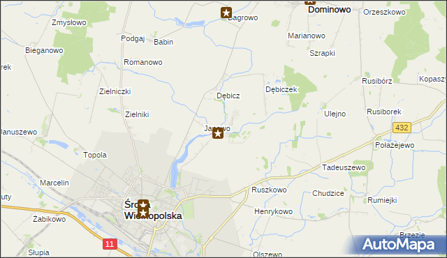 mapa Mączniki gmina Środa Wielkopolska, Mączniki gmina Środa Wielkopolska na mapie Targeo