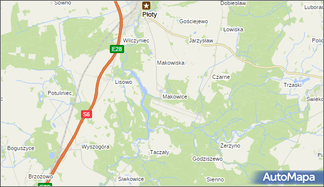 mapa Makowice gmina Płoty, Makowice gmina Płoty na mapie Targeo