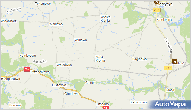 mapa Mała Klonia gmina Gostycyn, Mała Klonia gmina Gostycyn na mapie Targeo