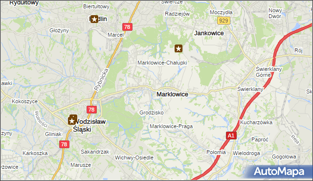 mapa Marklowice, Marklowice na mapie Targeo