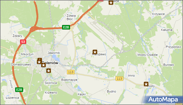 mapa Marszewo gmina Goleniów, Marszewo gmina Goleniów na mapie Targeo