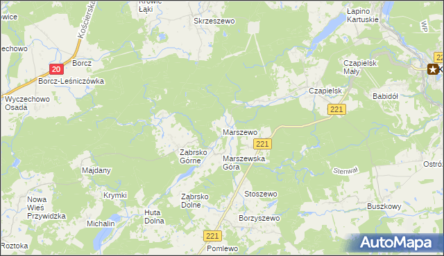 mapa Marszewo gmina Przywidz, Marszewo gmina Przywidz na mapie Targeo