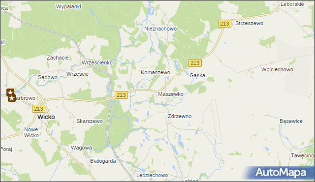 mapa Maszewko gmina Wicko, Maszewko gmina Wicko na mapie Targeo