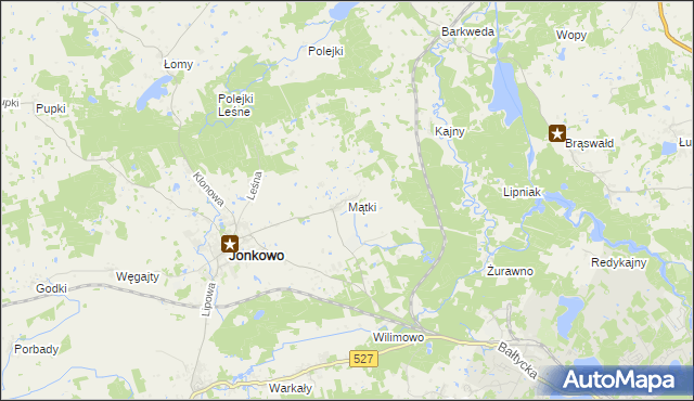 mapa Mątki gmina Jonkowo, Mątki gmina Jonkowo na mapie Targeo