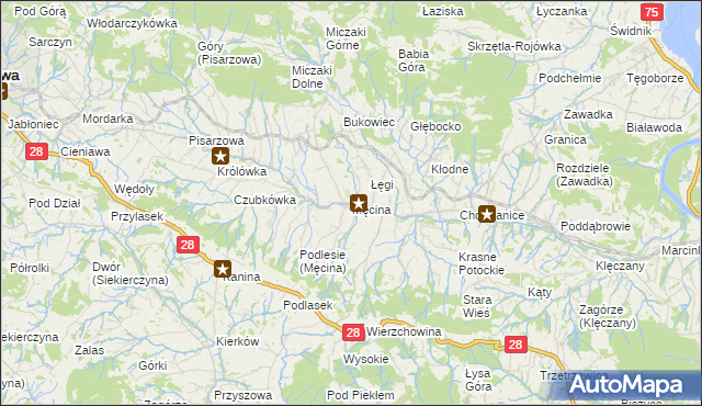 mapa Męcina, Męcina na mapie Targeo