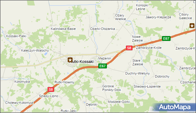 mapa Mężenin gmina Rutki, Mężenin gmina Rutki na mapie Targeo