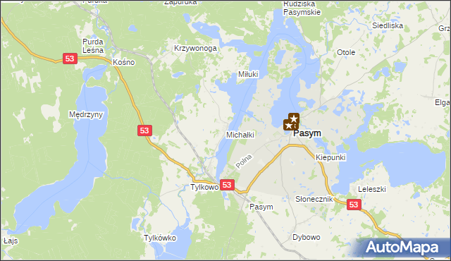 mapa Michałki gmina Pasym, Michałki gmina Pasym na mapie Targeo