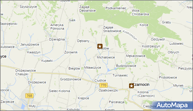 mapa Michałowice gmina Czarnocin, Michałowice gmina Czarnocin na mapie Targeo