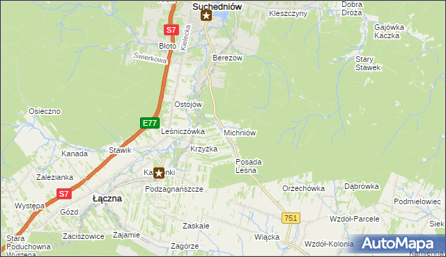 mapa Michniów, Michniów na mapie Targeo