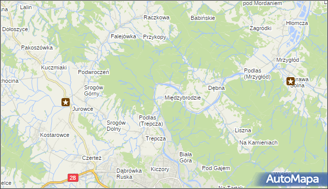 mapa Międzybrodzie, Międzybrodzie na mapie Targeo