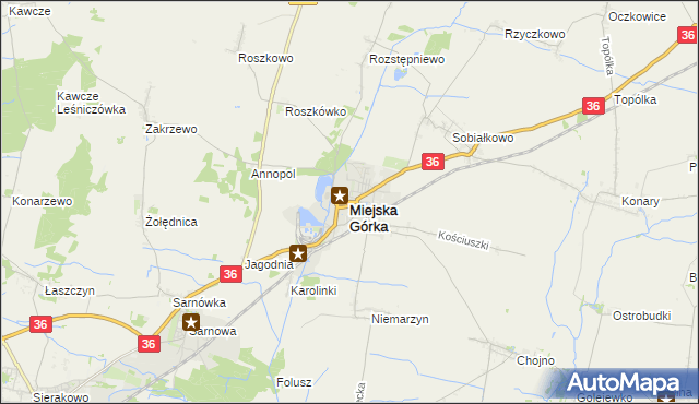 mapa Miejska Górka, Miejska Górka na mapie Targeo