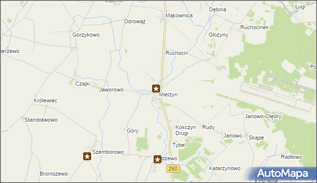 mapa Mielżyn, Mielżyn na mapie Targeo