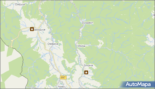 mapa Mików gmina Komańcza, Mików gmina Komańcza na mapie Targeo