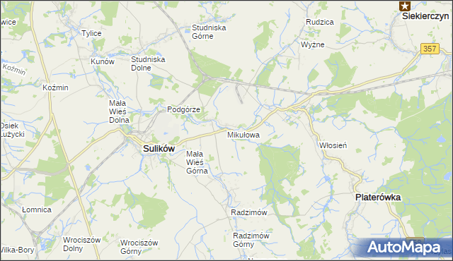 mapa Mikułowa, Mikułowa na mapie Targeo