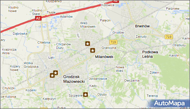 mapa Milanówek, Milanówek na mapie Targeo