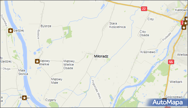 mapa Miłoradz, Miłoradz na mapie Targeo