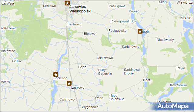 mapa Miniszewo, Miniszewo na mapie Targeo