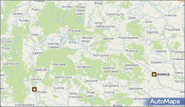 mapa Młyńczyska, Młyńczyska na mapie Targeo