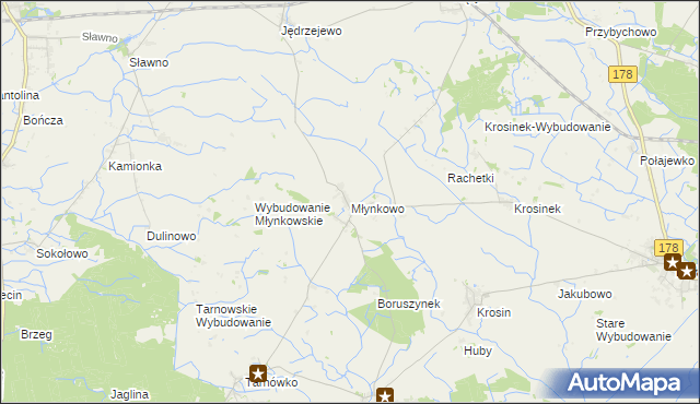 mapa Młynkowo gmina Połajewo, Młynkowo gmina Połajewo na mapie Targeo