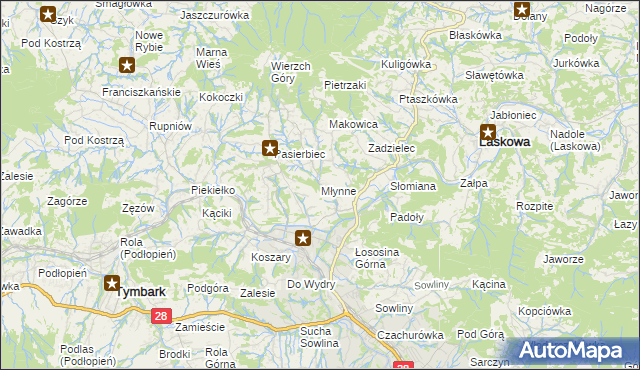 mapa Młynne, Młynne na mapie Targeo