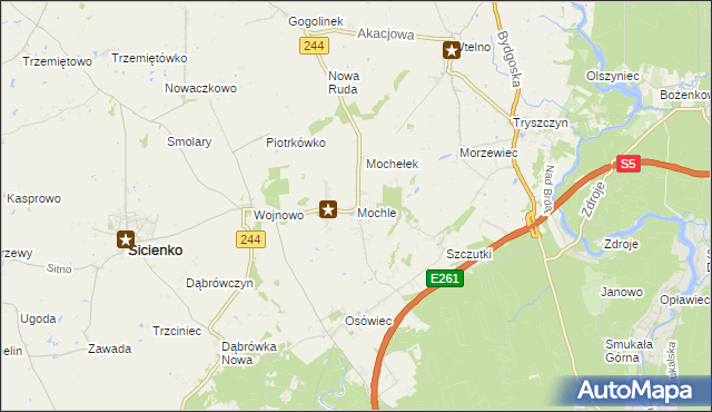 mapa Mochle, Mochle na mapie Targeo