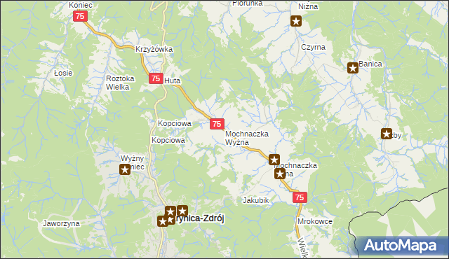 mapa Mochnaczka Wyżna, Mochnaczka Wyżna na mapie Targeo