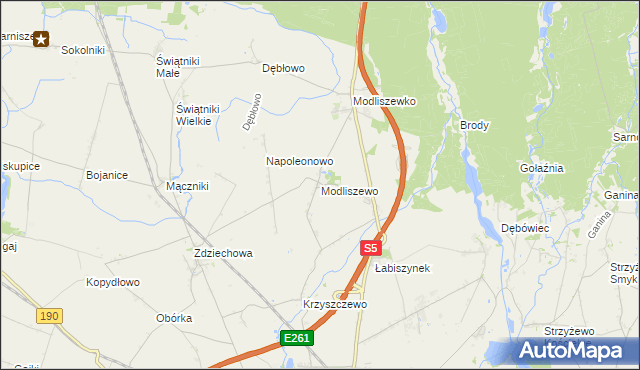 mapa Modliszewo, Modliszewo na mapie Targeo