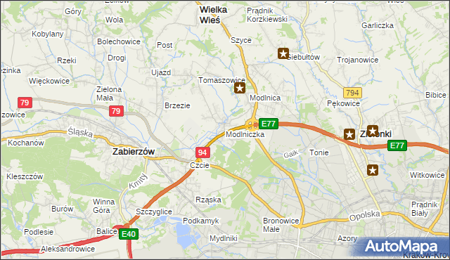 mapa Modlniczka, Modlniczka na mapie Targeo