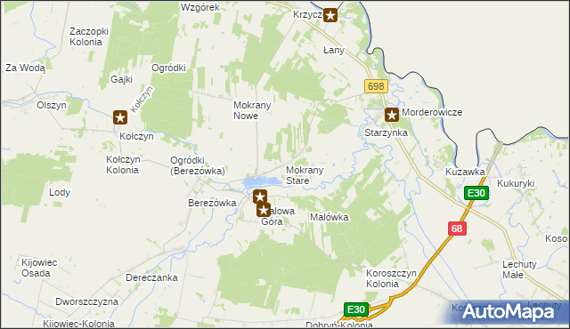 mapa Mokrany Stare, Mokrany Stare na mapie Targeo