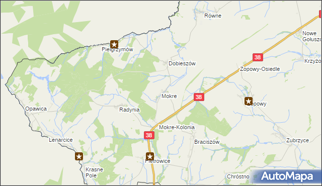 mapa Mokre gmina Głubczyce, Mokre gmina Głubczyce na mapie Targeo