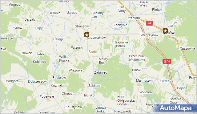 mapa Mokry Bór, Mokry Bór na mapie Targeo