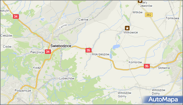 mapa Mokrzeszów, Mokrzeszów na mapie Targeo