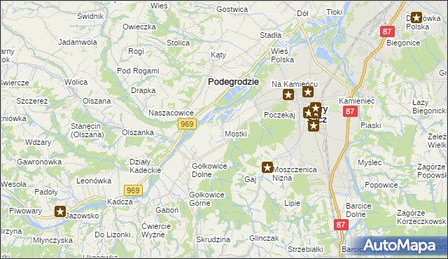 mapa Mostki gmina Stary Sącz, Mostki gmina Stary Sącz na mapie Targeo
