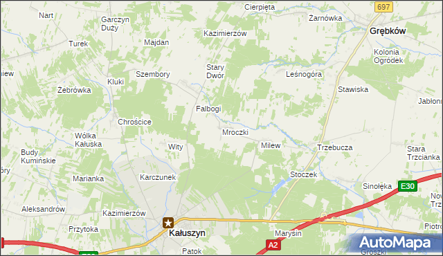 mapa Mroczki gmina Kałuszyn, Mroczki gmina Kałuszyn na mapie Targeo