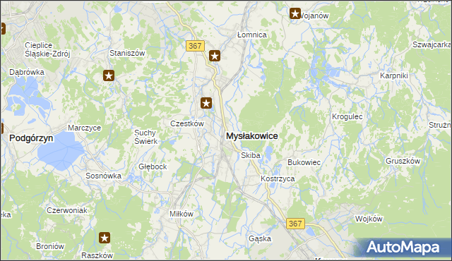 mapa Mysłakowice, Mysłakowice na mapie Targeo