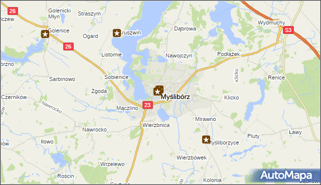 mapa Myślibórz, Myślibórz na mapie Targeo
