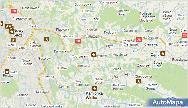 mapa Mystków, Mystków na mapie Targeo