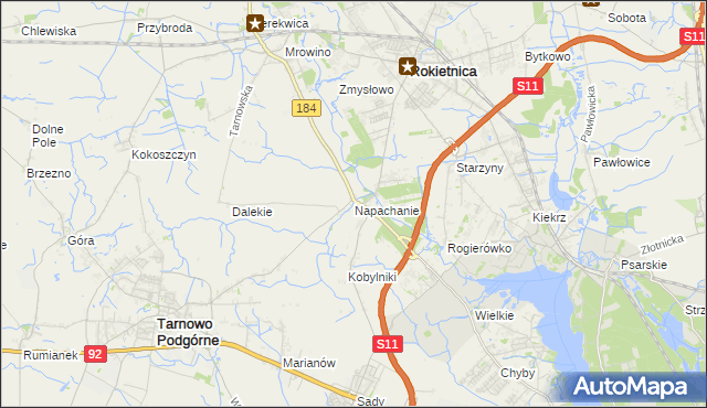 mapa Napachanie, Napachanie na mapie Targeo