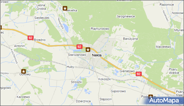 mapa Nekla powiat wrzesiński, Nekla powiat wrzesiński na mapie Targeo