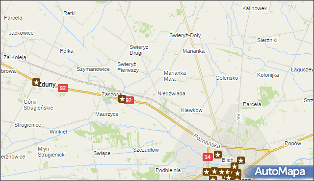 mapa Niedźwiada gmina Łowicz, Niedźwiada gmina Łowicz na mapie Targeo