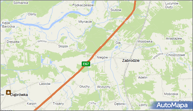 mapa Niegów, Niegów na mapie Targeo